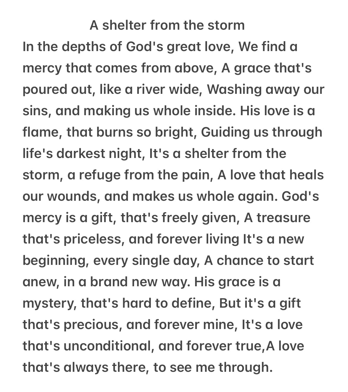 Sample poetry verse - handwritten authentic poem